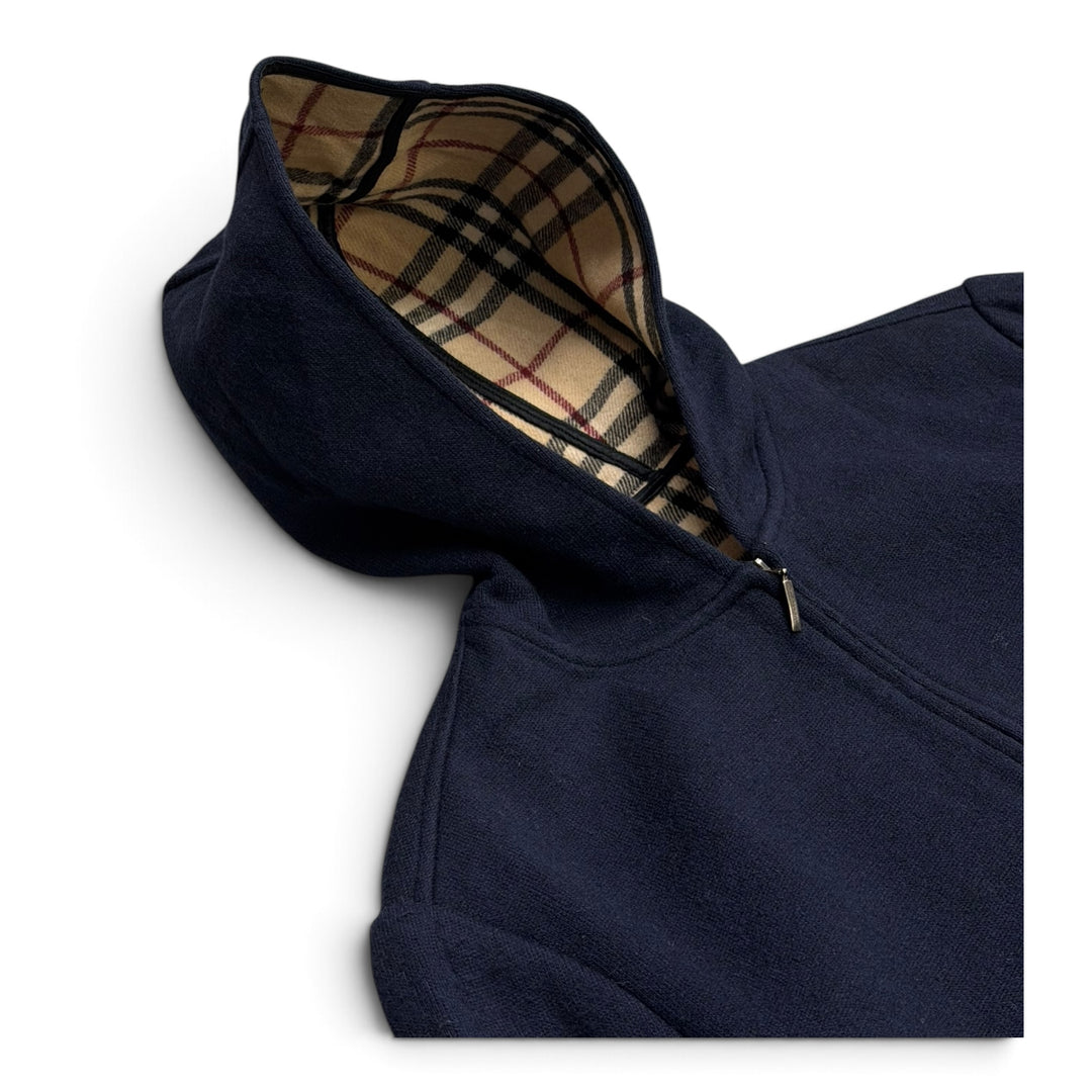 Vintage Burberrys Wool Zip Up Hooded Jacket Navy (M)