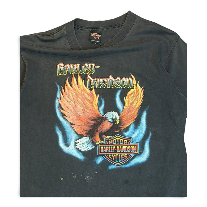 Vintage Harley Davidson Faded Black Graphic T-Shirt (L)