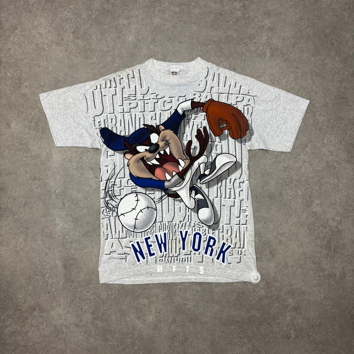 90's Vintage Looney Tunes Tazmanian Devil Grey Graphic T-Shirt (L)