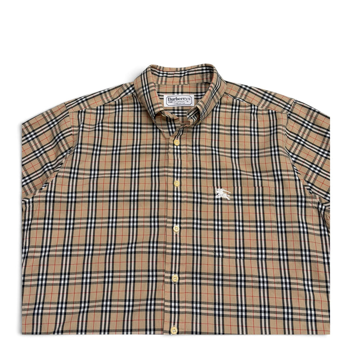 Vintage Burberry Checkered Short Sleeve Shirt Beige (M)