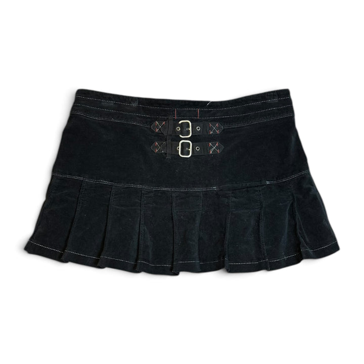 Vintage Armani Jeans Black Velvet Mini Skirt (40)