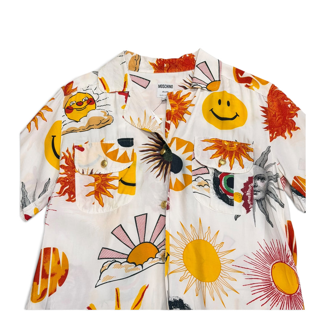 Vintage Moschino Sun & Smiley Face Patterned Shirt (S)