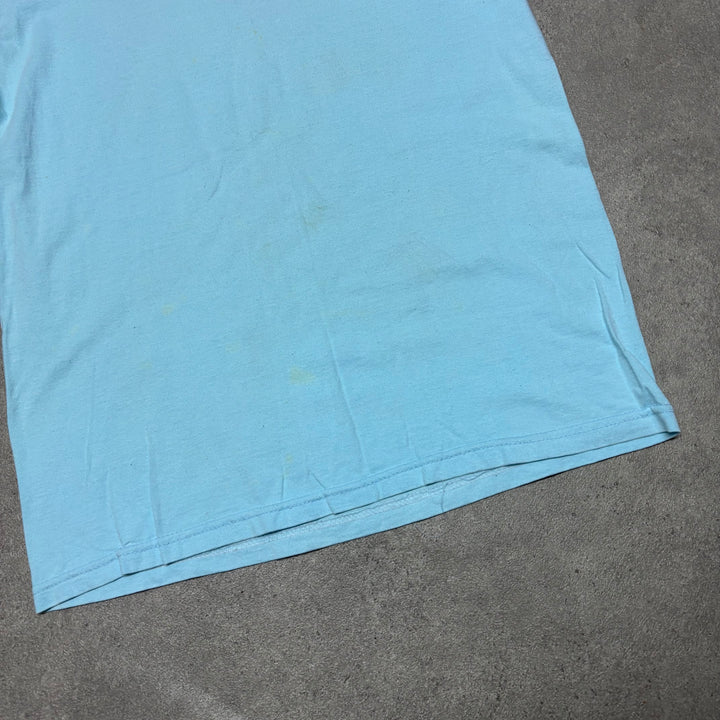 Vintage Stussy Outdoors Light Blue Graphic T-Shirt (XS)