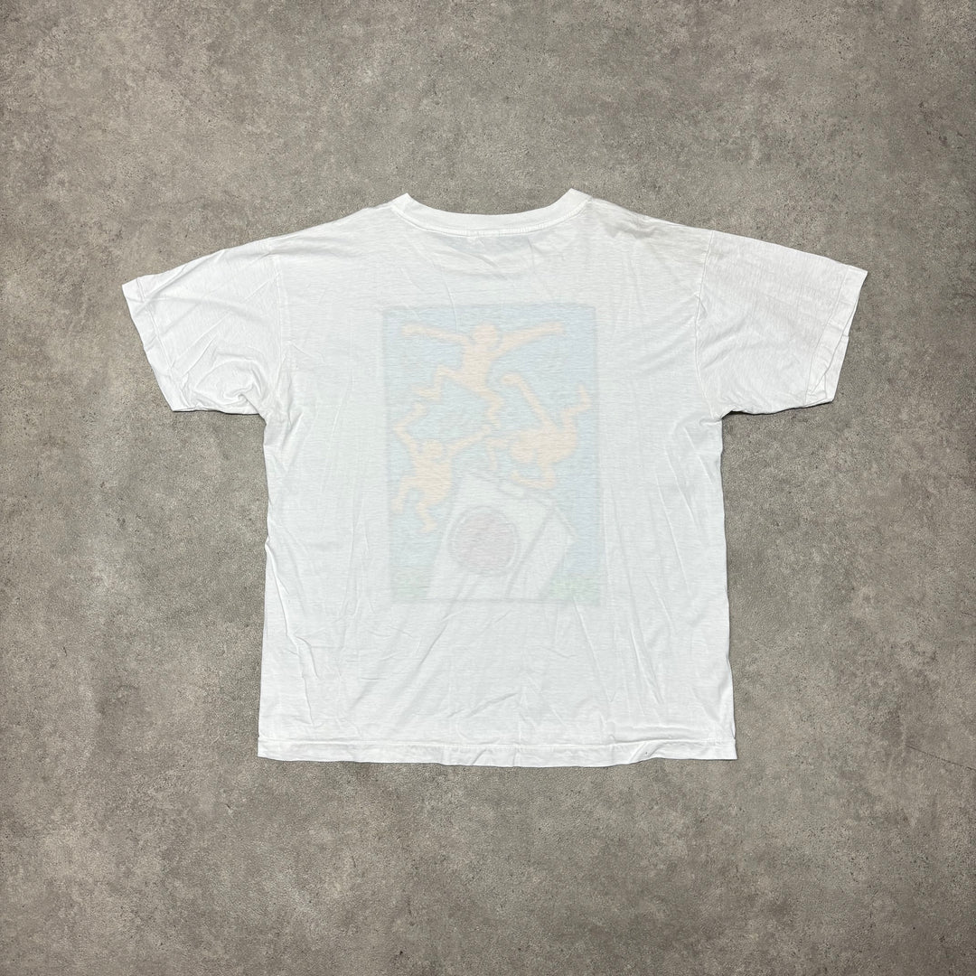 1987 Vintage Kieth Haring x Lucky Strike White Graphic T-Shirt (XL)