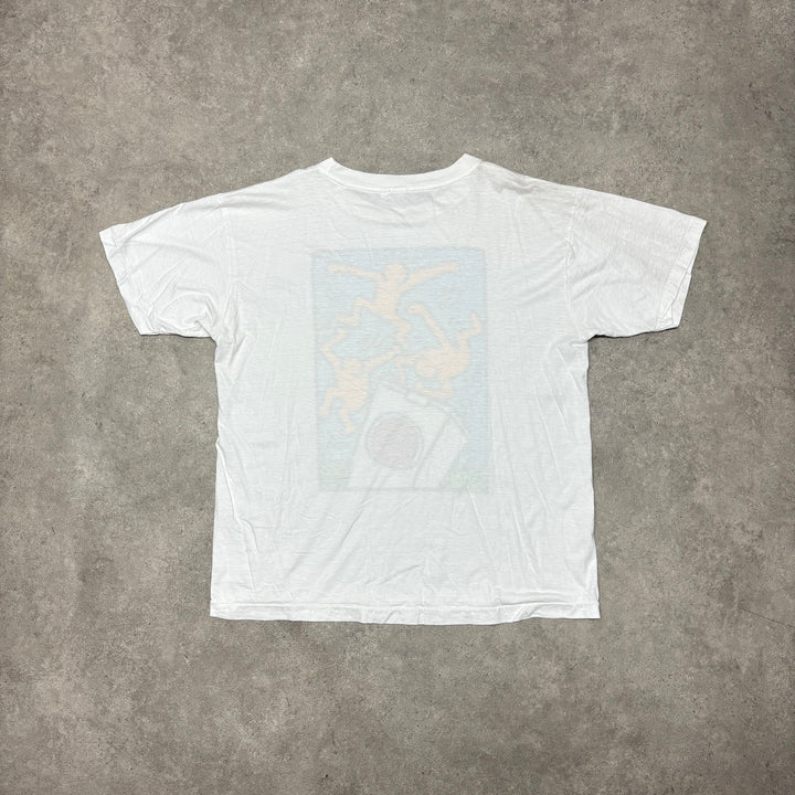 1987 Vintage Kieth Haring x Lucky Strike White Graphic T-Shirt (XL)