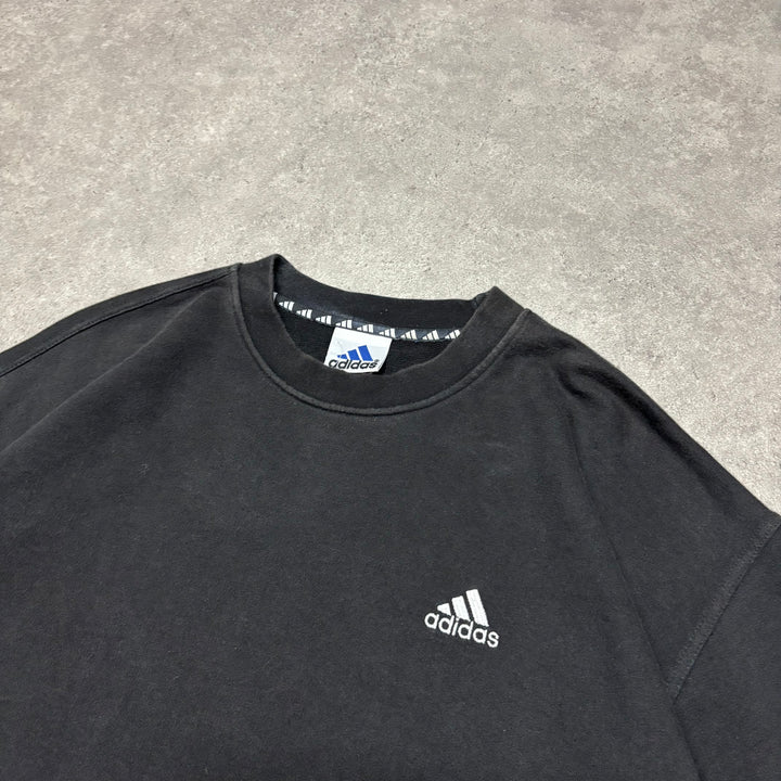 90's Vintage Adidas Small Logo Black Sweatshirt (M)