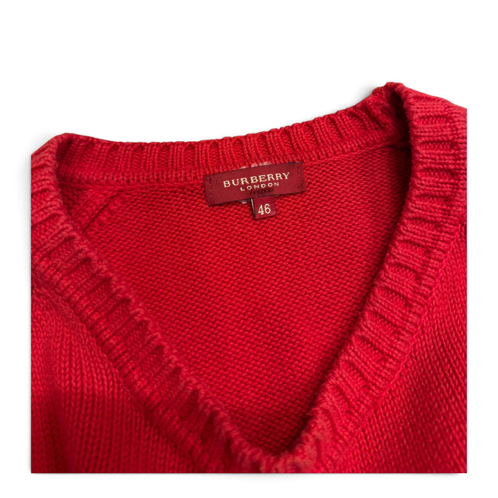 Vintage Burberry Red Crew Neck Knitted Jumper (M)