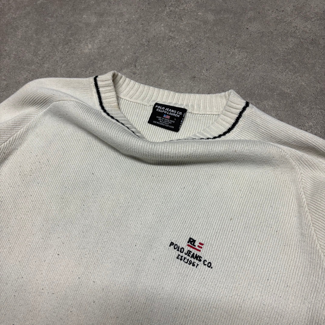 Vintage Polo Jeans Ralph Lauren Cream Knitted Sweater (L)