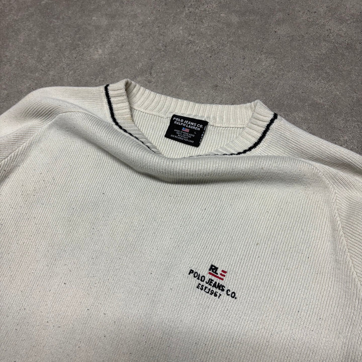 Vintage Polo Jeans Ralph Lauren Cream Knitted Sweater (L)