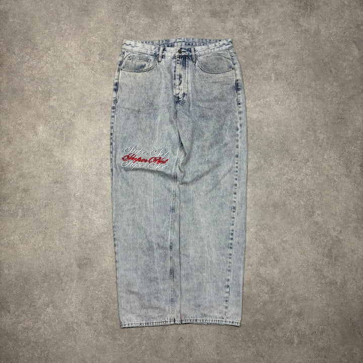 Ksubi Light Blue Denim Embroidered Jeans (36x32)