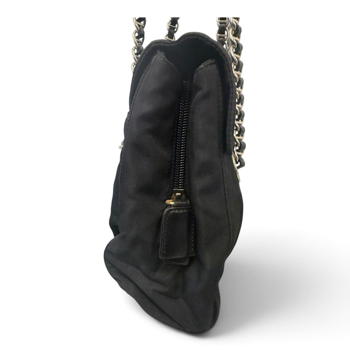 Prada Tessuto Nylon Chain Shoulder Bag Black