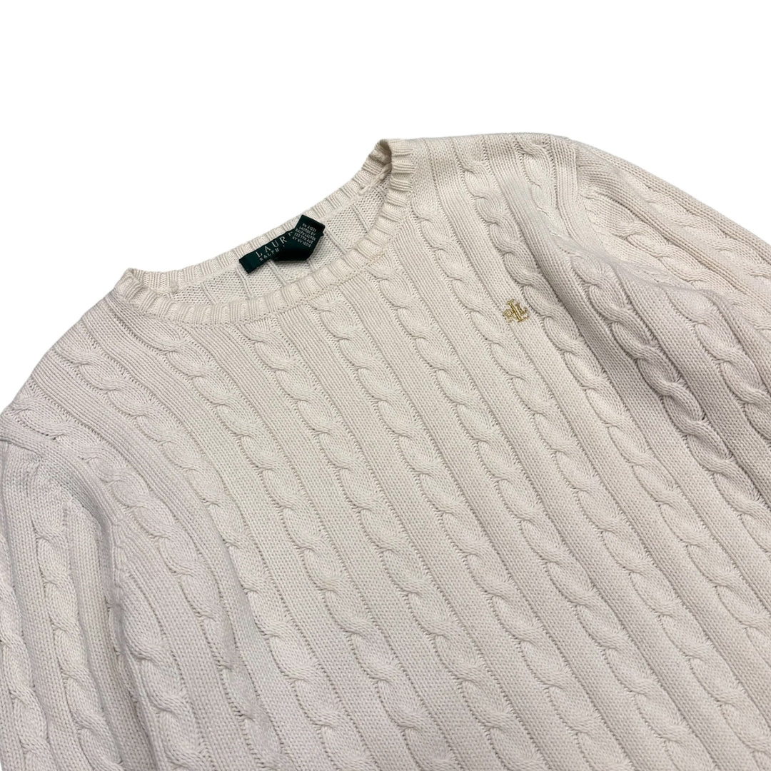 Vintage Polo Ralph Lauren Cable Knitted White Sweater (S)