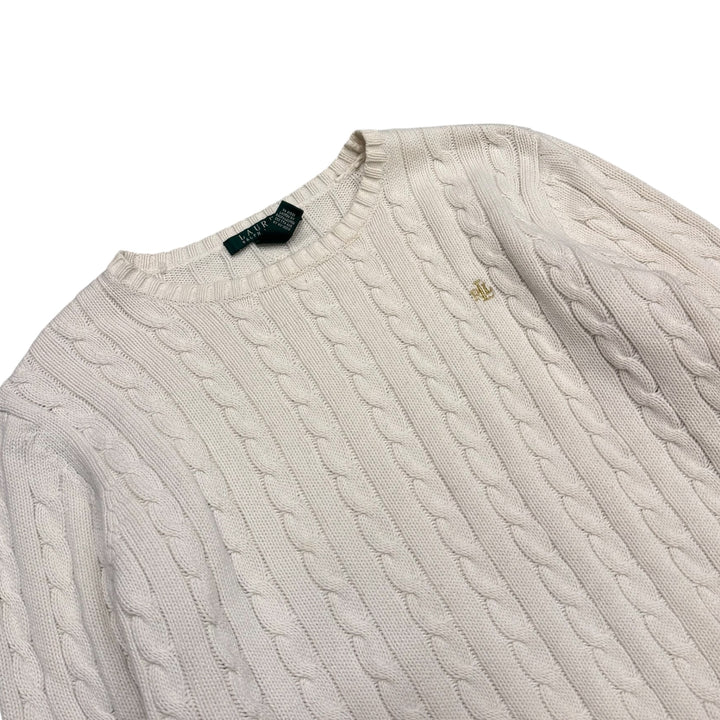 Vintage Polo Ralph Lauren Cable Knitted White Sweater (S)