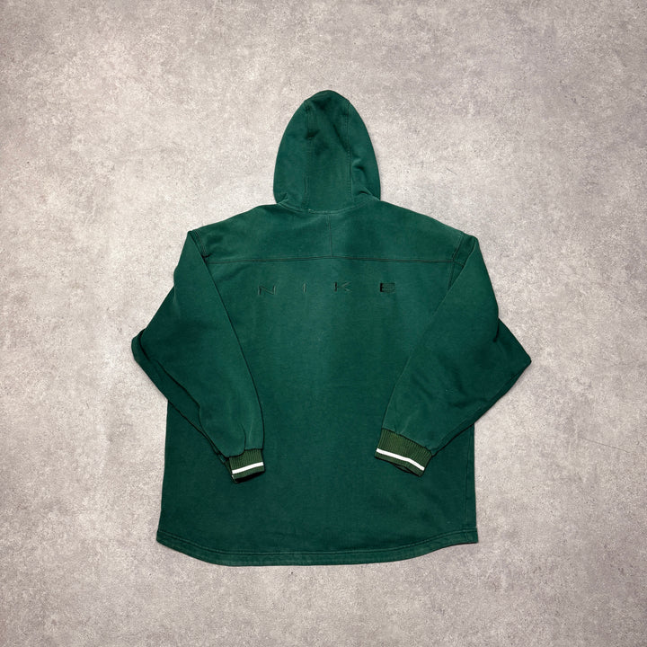 Vintage Nike Small Logo Quarter Zip Green Hoodie (L)