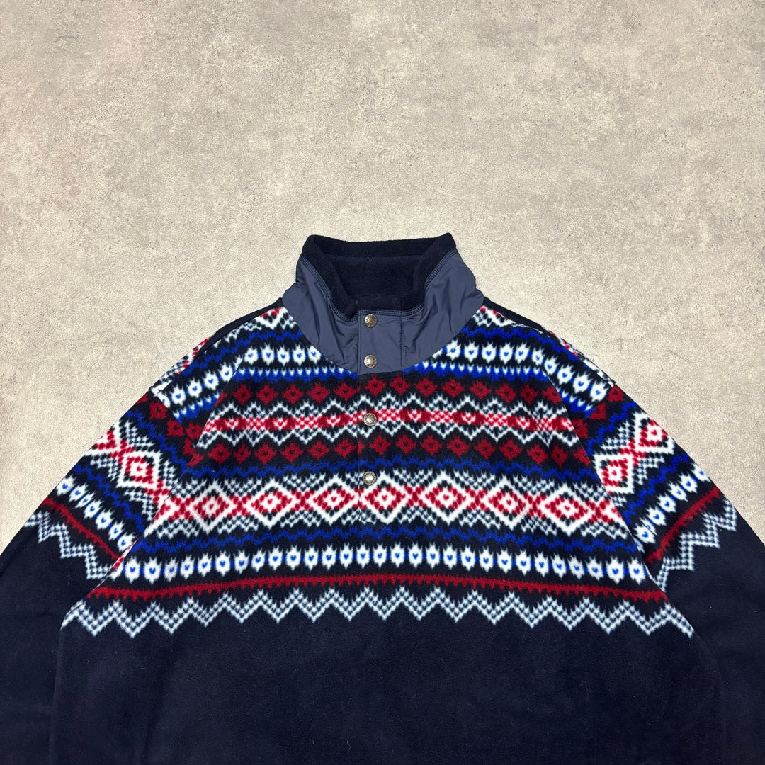 Vintage Polo Ralph Lauren Navy Aztec Snap-T Fleece (XL)