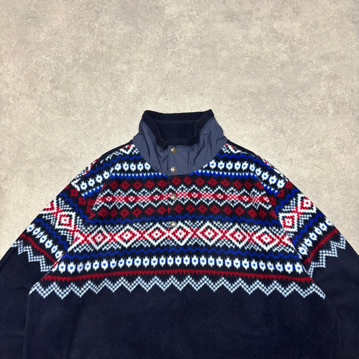 Vintage Polo Ralph Lauren Navy Aztec Snap-T Fleece (XL)