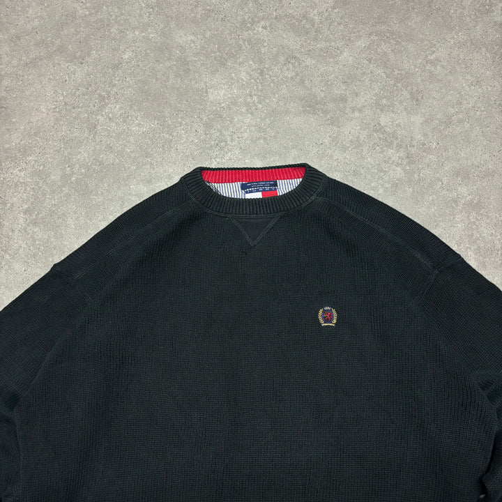 Vintage Tommy Hilfiger Black Heavy Knitted Sweater (XXL)