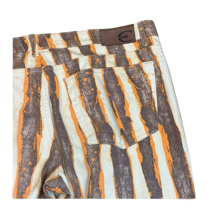Vintage Cavalli Orange Stripy Patterned Trousers (38)