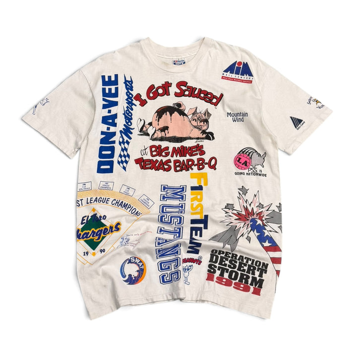 Vintage Big Mikes Texas Bar B Q Pig Graphic T shirt White (XXL)