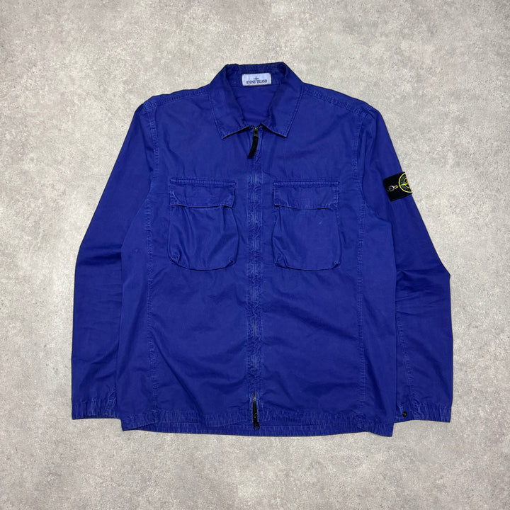 Stone Island Blue Zip Up Shirt Jacket (L)