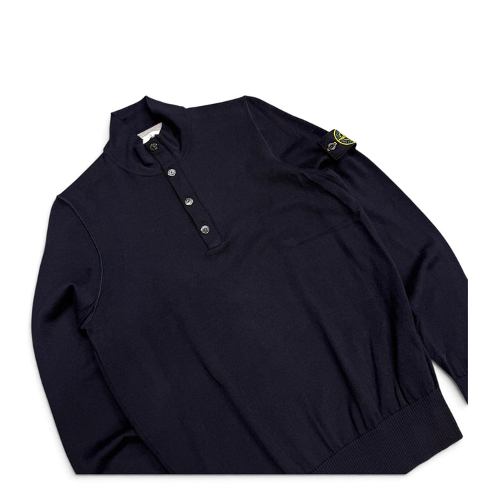 Stone Island Quarter Zip Knitted Jumper Navy (L)