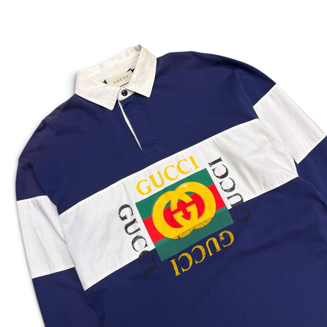 Gucci Striped Rugby Jersey Blue (M)