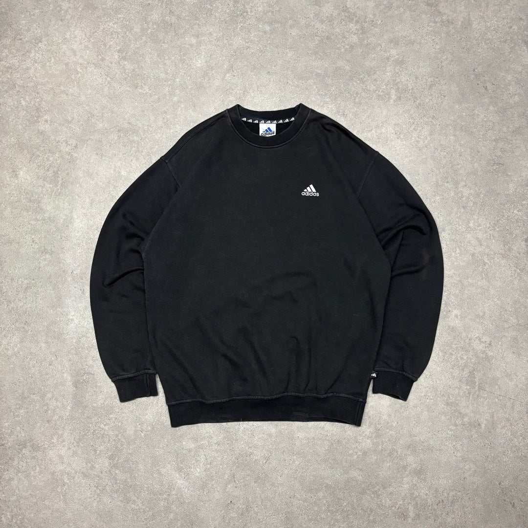90's Vintage Adidas Small Logo Black Sweatshirt (M)