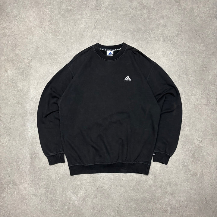 90's Vintage Adidas Small Logo Black Sweatshirt (M)
