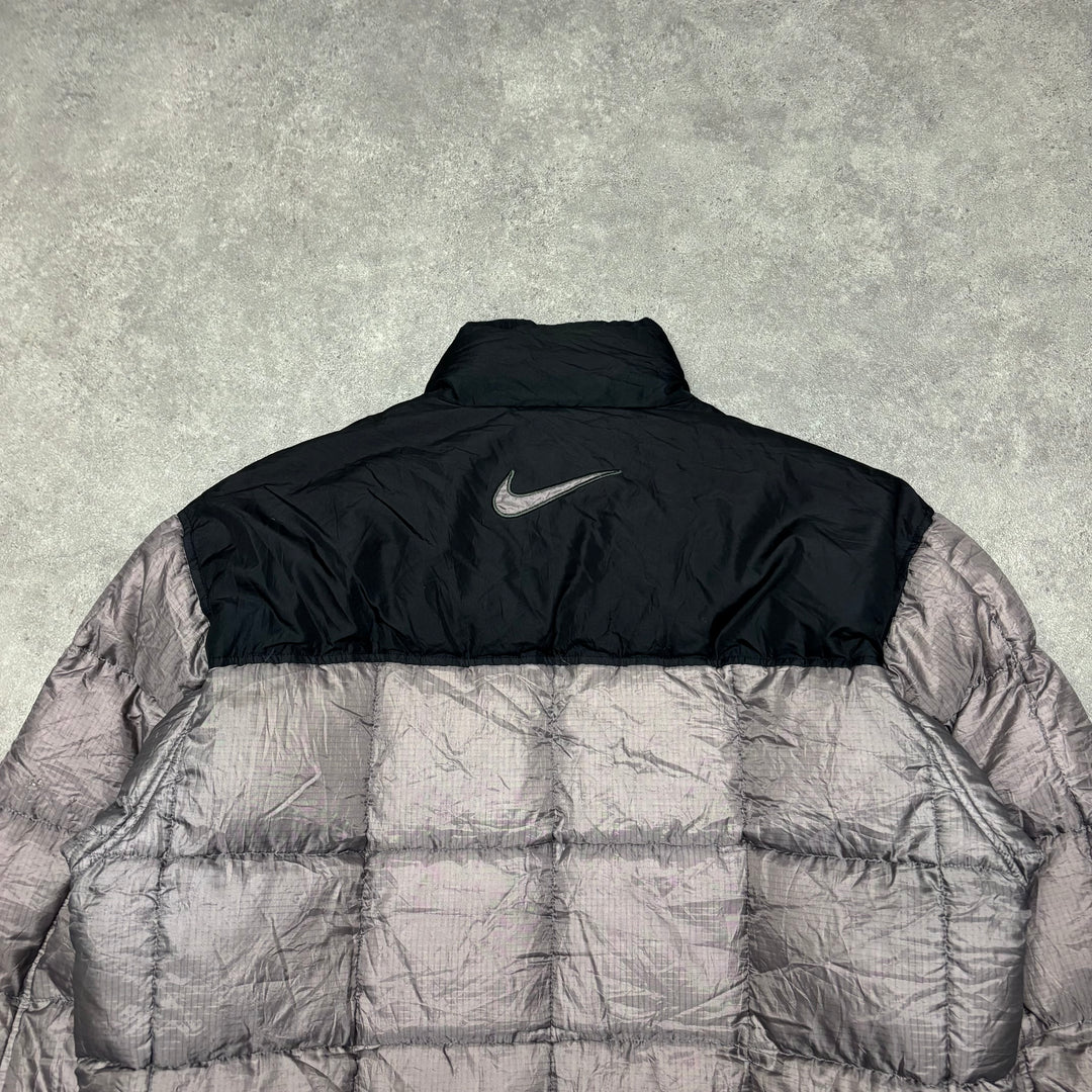 00's Vintage Nike Grey Square Quilted Puffer Jacket (L)