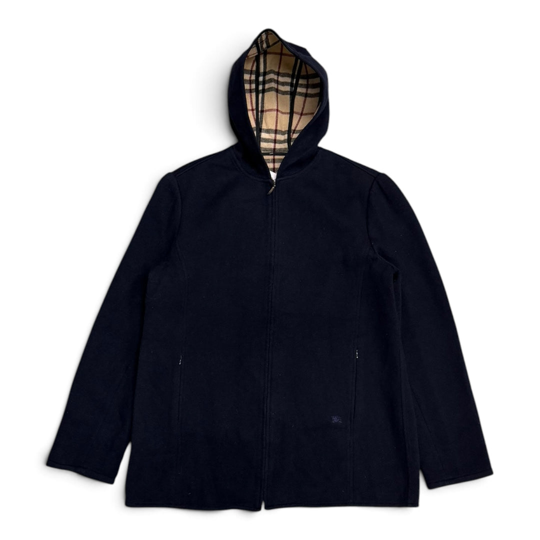 Vintage Burberrys Wool Zip Up Hooded Jacket Navy (M)