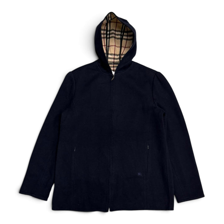 Vintage Burberrys Wool Zip Up Hooded Jacket Navy (M)