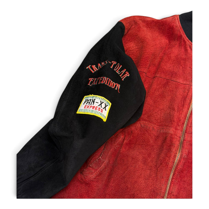 Vintage Rare Adidas Trans - Polar Leather Jacket Red and Black (M)
