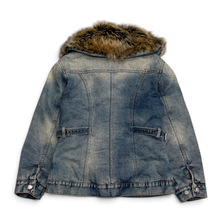Acne Studios Faux Fur Trimmed Denim Jacket Blue (M)