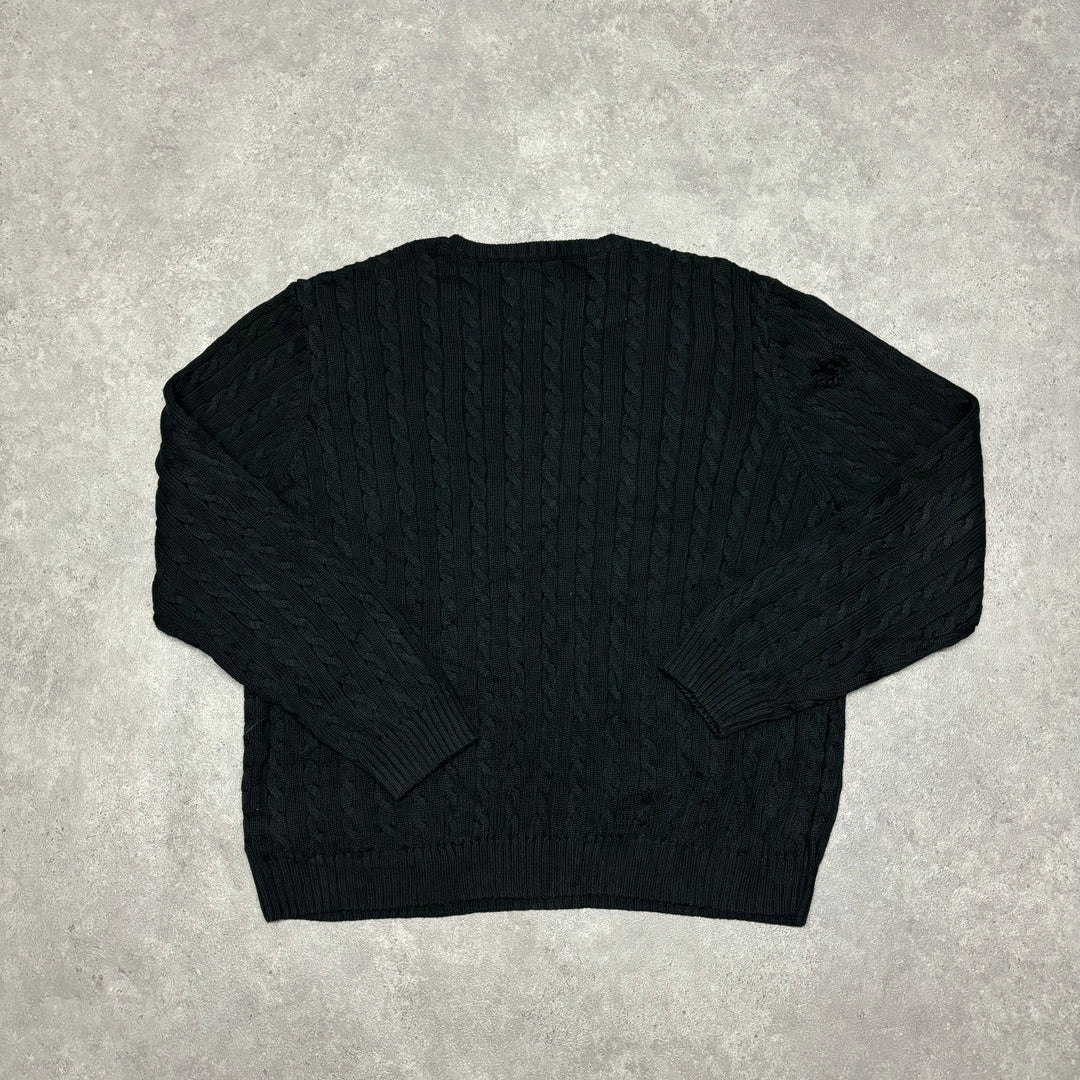 Vintage Lauren Black Heavy Knitted Sweater (Women's XXL)