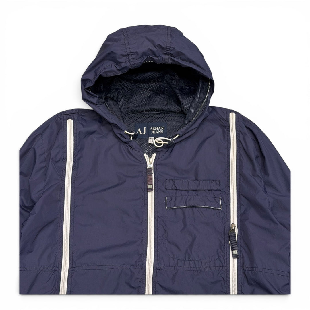 Vintage Armani Jeans Navy Hooded Lightweight Jacket (S)