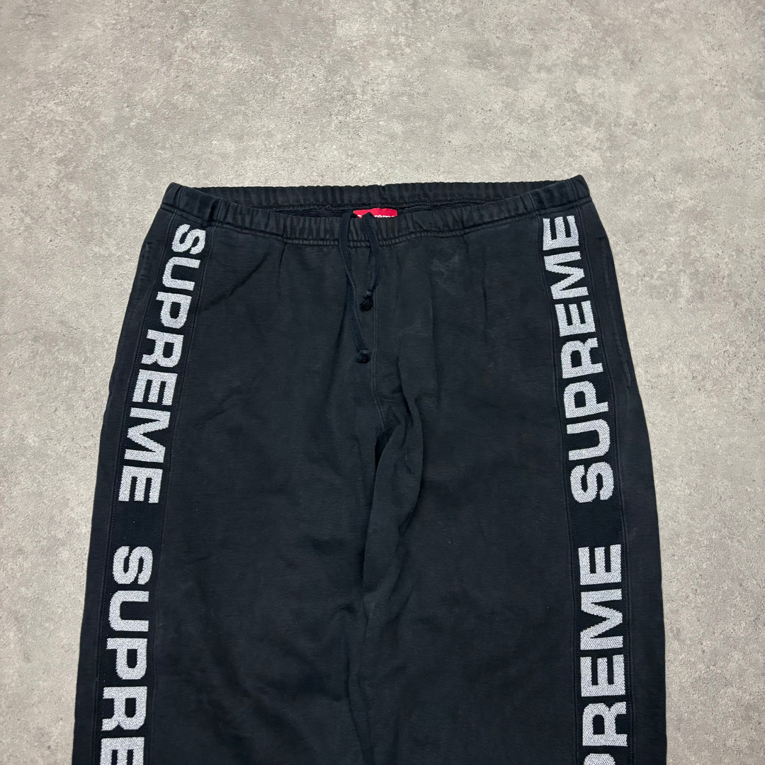 Supreme Black Glitter Pullover Hoodie & Bottoms Full Set (L)