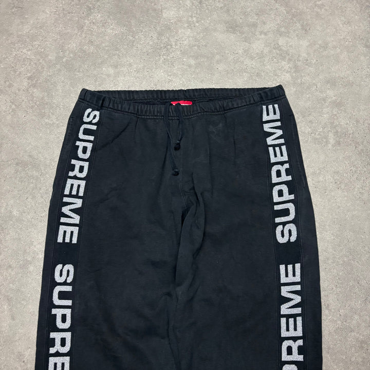 Supreme Black Glitter Pullover Hoodie & Bottoms Full Set (L)