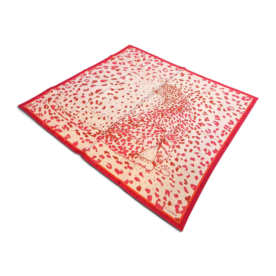 Cartier a pink Silk Jaguar Scarf