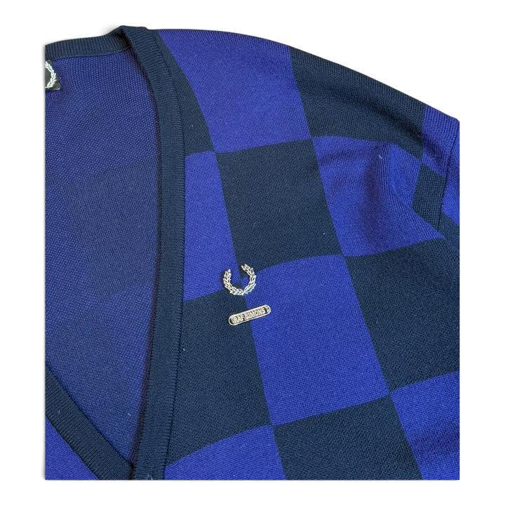Raf Simons x Fred Perry Purple & Black Checkered Knitted Cardigan (XXL)