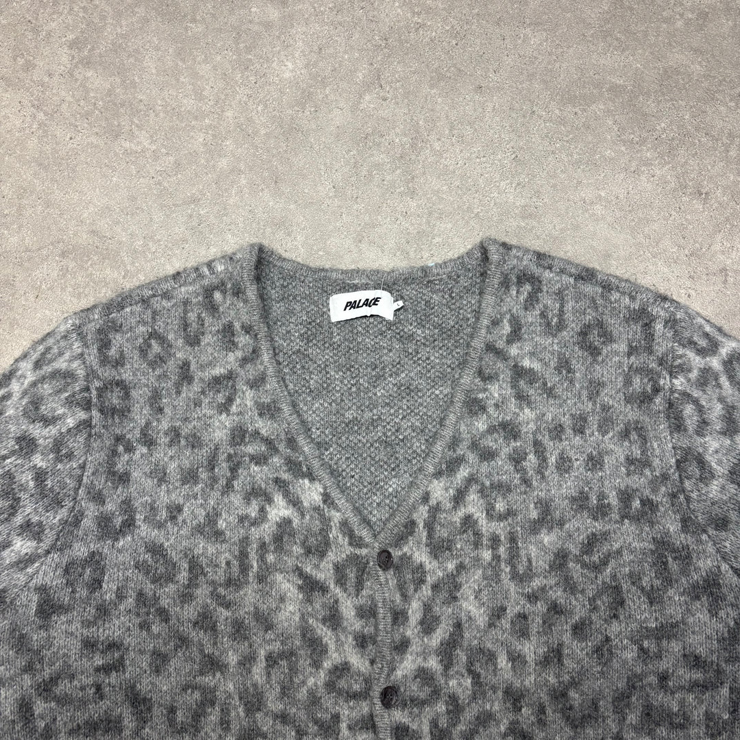 Palace Grey Leopard Patterned Wool Cardigan (L)