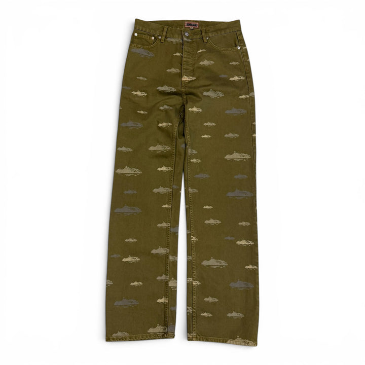 Corteiz Alcatraz Pattern Denim Jeans Green (M)