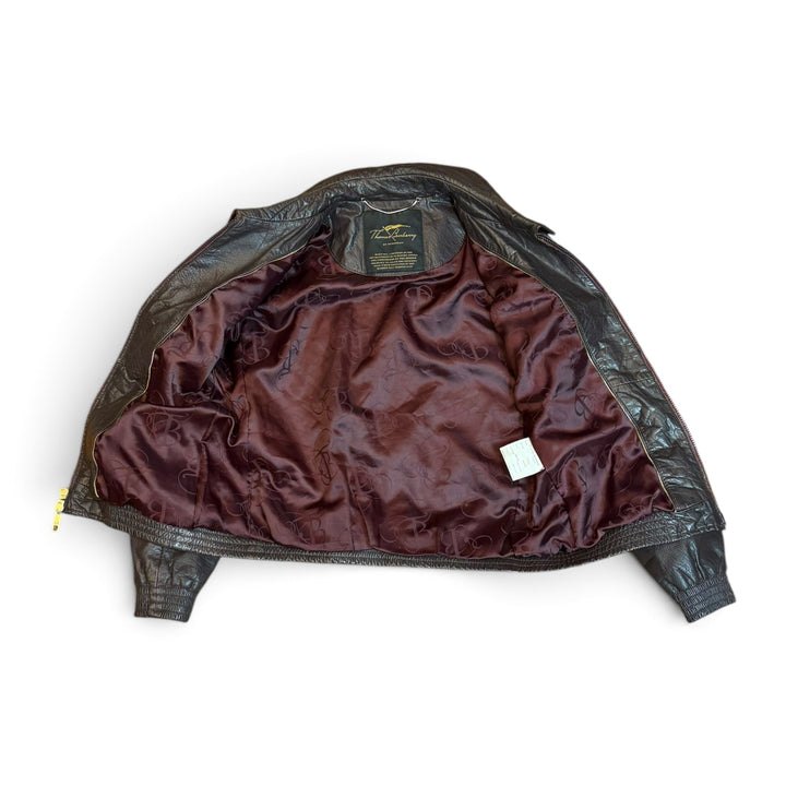 Vintage Thomas Burberry Burgundy Leather Jacket (Women's M)