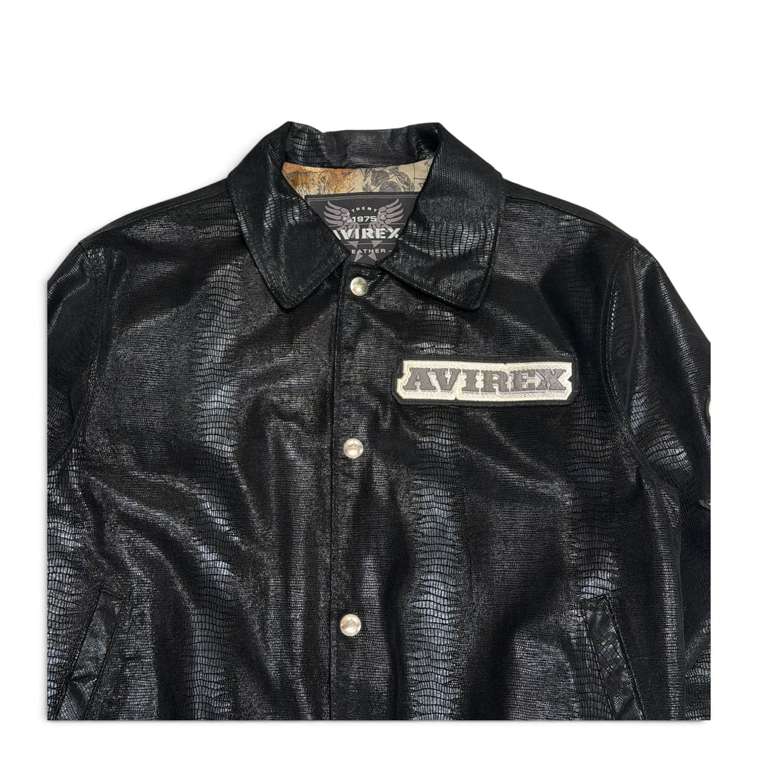 Vintage Avirex Snake Skean Varsity Jacket Black (L)
