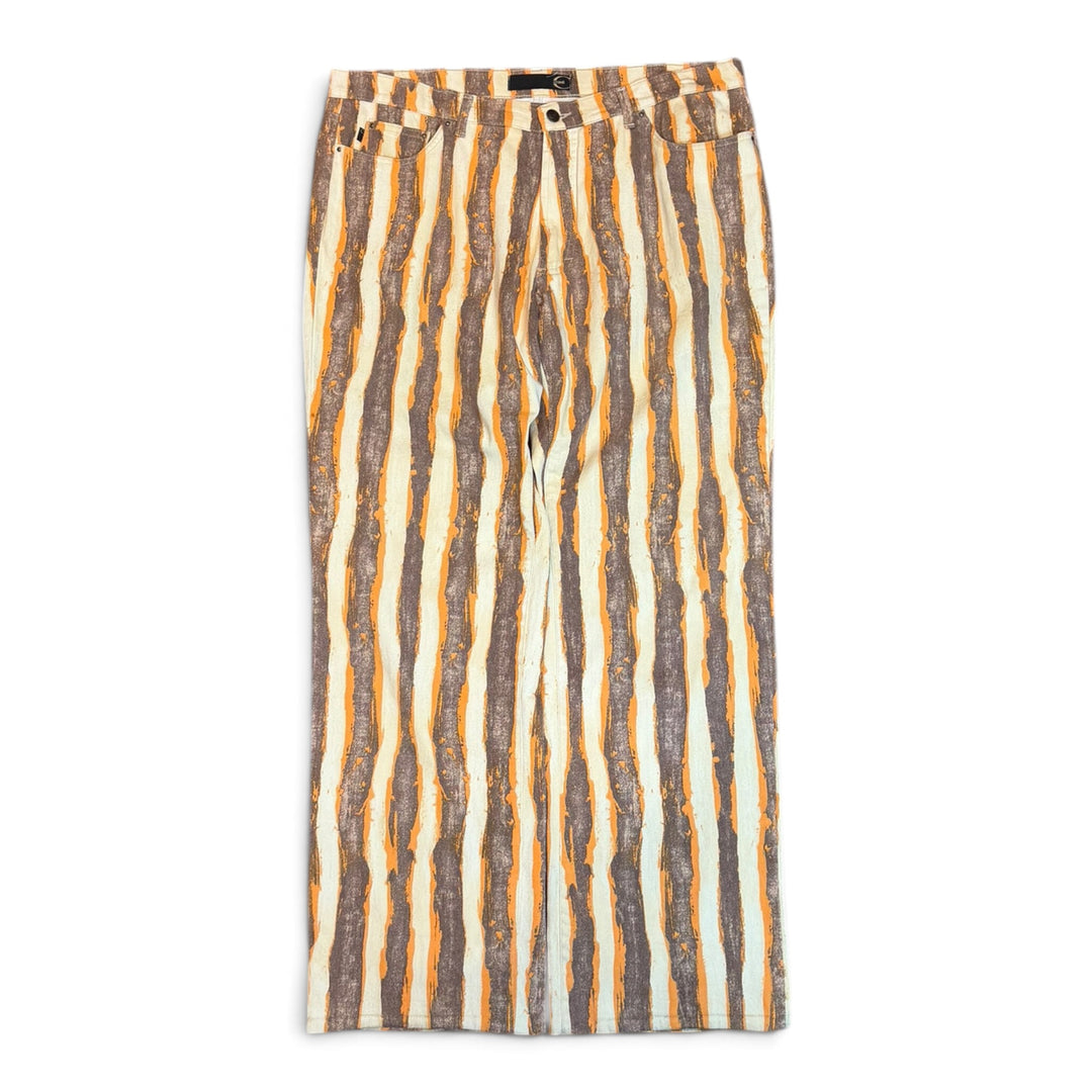 Vintage Cavalli Orange Stripy Patterned Trousers (38)