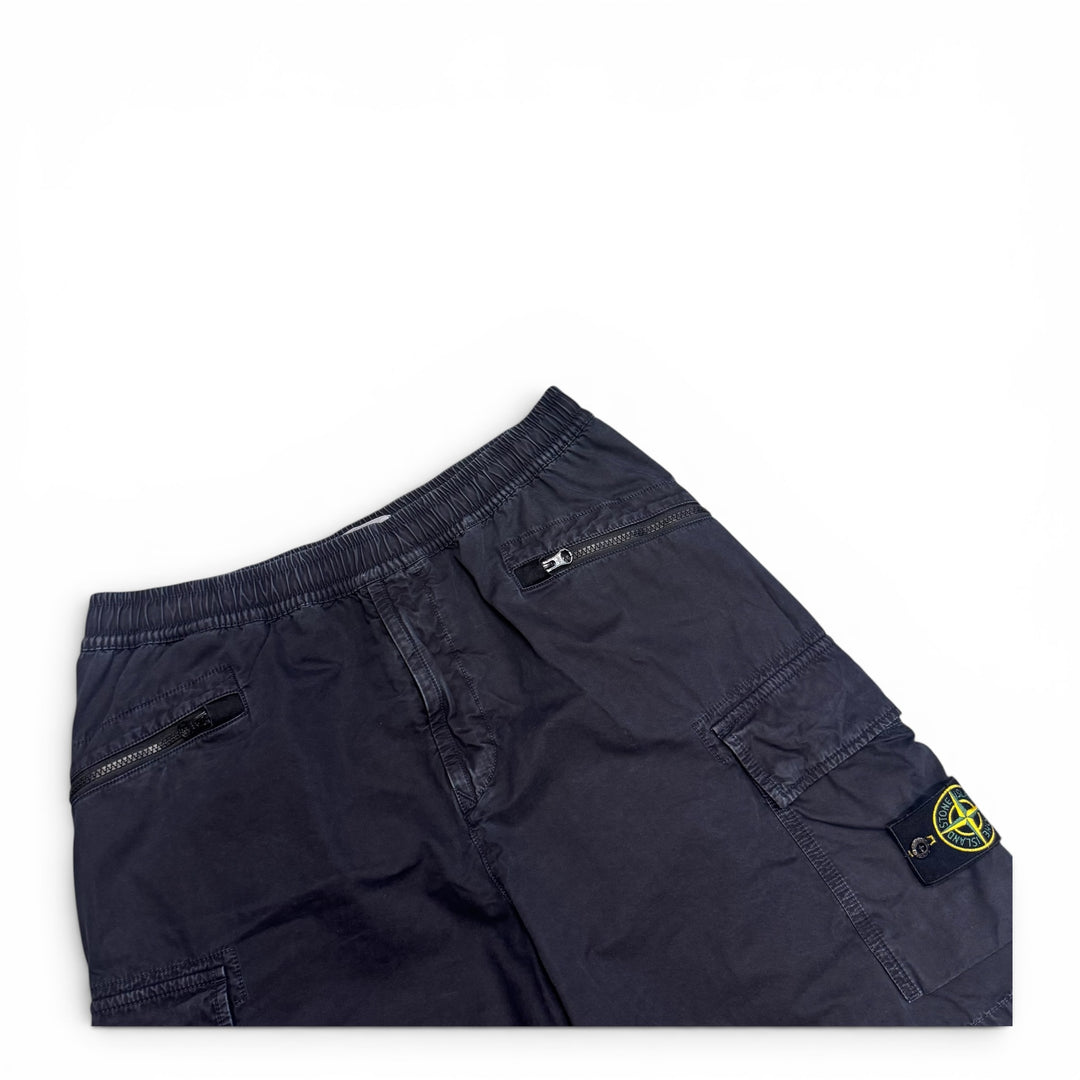 Stone Island Stretch Cotton Tela Paracadute Cargo Shorts Navy (33")