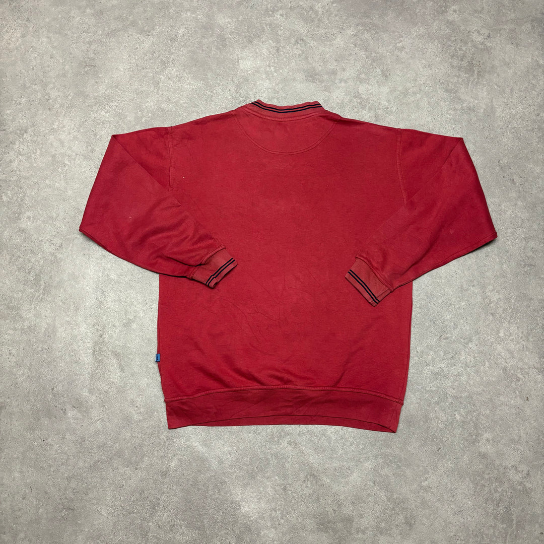 90's Vintage Asics Red Spell Out Sweatshirt (L)