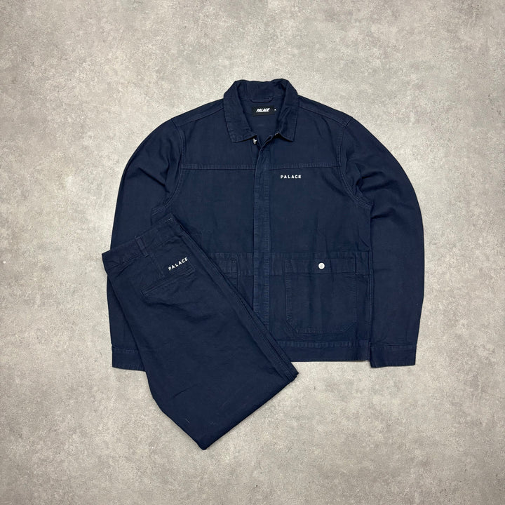 Palace Navy Canvas Material Full Set Jacket & Trousers (XL)
