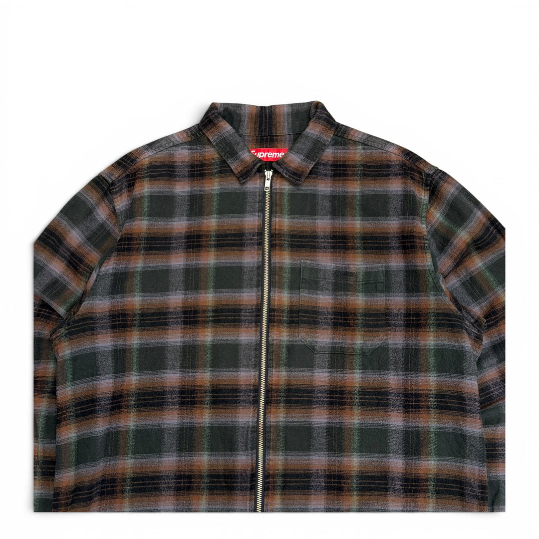 Supreme Green & Brown Flannel Zip Up Jacket (L)