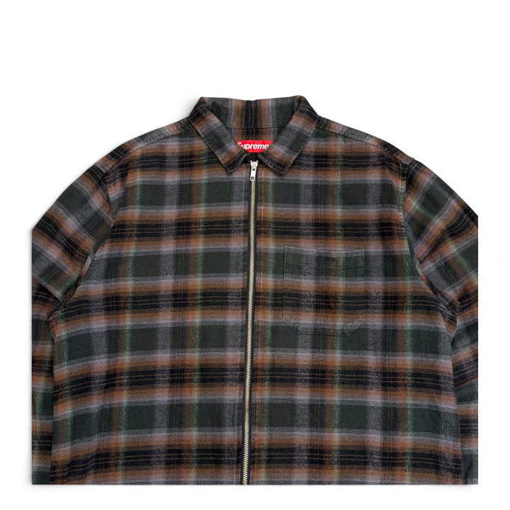 Supreme Green & Brown Flannel Zip Up Jacket (L)