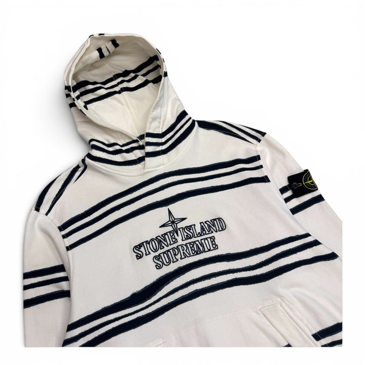 Supreme Stone Island Warp Stripe Hooded Sweatshirt White (M)